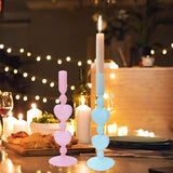 Popxstar Retro Taper Candle Holders Red Heart Shape Glass Candlesticks Wedding Table Decoration Home Party Glass Vase Decor