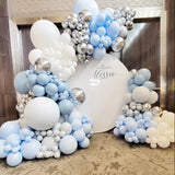 Popxstar Dusty Blue White Balloon Garland Kit Pastel Light Arch Wedding Birthday Party Baby Shower Baptism Christening Party Decorations