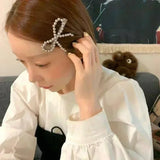 Popxstar New Korean Fashion Women Pearl Hair Clips Pins Cute Girls Pearl Hairclip Bows Hairpin Metal Hair Clips Y2k Girl Hair Accessories