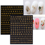 Popxstar 3D English Letter Number Nail Stickers Golden Silver Black Alphabet Design Self Adhesive Decal English Words Manicure Decoration