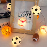 Popxstar Sports Ball Theme Party Supplies Football Rugby Baseball Basketball String Light Kids Birthday Party Supplies Home Bedroom Decor