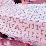 Popxstar cabin weekend inspo Girls Hot Pink Tablecloth Ins Cute Plaid Desk Cloth Dormitory Computer Wallpaper Mat New Kawaii Room Decoration Table Cover