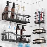 Popxstar Bathroom Storage Rack Kitchen Organizer Shelf Black Shelves Corner Frame Iron Shower Punch Free Mounted Caddy Rack