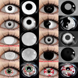 1Pair Colored Contact Lenses for Eyes White Lenses Cosplay Contact Lenses Crazy Lenses Halloween Eyes Lens Black Lenses