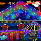 Popxstar NEW Christmas Decorations Lights Solar Icicle Curtain Lights 8 Modes Outdoor Waterproof Garden Party New Year Decoration