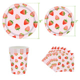 Popxstar Strawberry Party Supplies Paper Plate Napkins Disposable Tableware Candy Bag Foil Balloon Wedding Kid Grils Birthday Party Decor