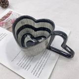 Popxstar Valentines Day Gift 300ml 10oz Heart Shape Coffee Mug Creative Personality Unique Design Ceramic Cup with Heart Shape Handle Lovely Gift for Besties