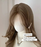 Popxstar Light Brown Wig for Women Long Wavy Hair Synthetic Wig for Daily Life Cosplay Lolita Heat Resistant Headband Wigs