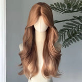 Popxstar Champagne Blonde Wig Lace Front Synthetic Wig Long Body Wavy Brown Wigs for Daily Use Headband Lolita Cosplay 가발  Perruque Femme