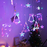 Popxstar Christmas Decoration LED Star Lamp Festoon Curtain Garland Fairy String Lights Outdoor For Holiday Party 2025 New Year Decor