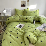 Popxstar Green Polka Dots Duvet Cover Pillow Case Bed Sheet AB Side Quilt Cover Stripe Boy Kid Teen Girl Bedding Linens Set King Queen