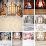 Popxstar Photography Background Winter Christmas Windows Forest Snow Xmas Tree Kids Family Portrait Decor Backdrop Photo Studio