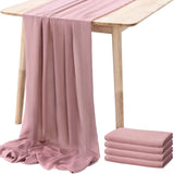 Dusty Rose Chiffon Table Runner 70*300CM Wedding Dining Table Decoration Romantic Table Runner For Wedding Party Xmas