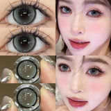 Popxstar 2PCS Color Contact Lenses with Myopia Degree -0.00 to-8.00 Gray Eye  Korea Lens Makeup Beauty Pupils