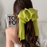 Popxstar Chiffon Multi-layer Large Barrette Bow Hairpin For Female Streamer Fairy Back Head Ponytail Spring Clip French Lazy Headdress