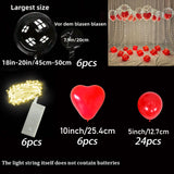 Popxstar Led Luminous String Lights, Transparent Wave Balloon, Red Heart-Shaped Balloon Suitable for Valentine's Day, Wedding, Confession, Birthday Party, Luminous Party, Bridal Shower, Christmas, Halloween, Party Decorations