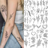 Popxstar Black Large Flower False Tattoo Sticker For Women Rose Peony Temporary DIY Water Transfer Tattoos Girls Hand back Body Art