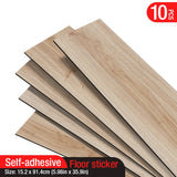 Popxstar 10pc Self-adhesive Wood Grain Floor Wall Sticker Modern Style PVC Living Room Toilet Kitchen Home Floor Decor Waterproof Sticker