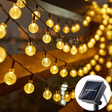 Popxstar 20/50/100 LED 8 Modes Solar Crystal Ball String Light,Outdoor Waterproof,Solar Patio Light Garden Party Decor Solar String Light