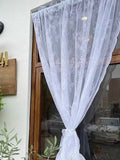 Popxstar shabby chic Floral Lace Sheer Curtains for Living Room Tulle Rod Pocket Guaze Window Bedroom Curtain Panel 1PC