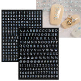 Popxstar 3D English Letter Number Nail Stickers Golden Silver Black Alphabet Design Self Adhesive Decal English Words Manicure Decoration