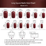 Popxstar Christmas Nails 24 Pcs Medium Square Christmas Press On Nails Snowflake Pattern Glitter Fake Nails Glossy Artificial Finger Manicure False Nails