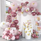 Popxstar Metal Rose Pink Balloon Garland Arch Kit Boho Sand White Wedding Birthday Party Balloons Gender Reveal Baby Shower Decorations