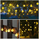 Popxstar Solar Crystal Globe LED String Lights 60 LED 8 Lighting Modes IP65 Fairy Light Christmas Garland For Garden Party Decor 1pc/2pcs