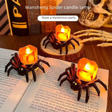 Popxstar Halloween Led Electronic Glowing Spider Candle Lamp Party Atmosphere Decorative Ornament Photography Props