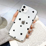 Popxstar Clear Phone Case For iPhone 16 Pro Case iPhone 15 13 11 12 14 Pro Max 12 13 Mini XR X XS 7 8 Plus SE Shockproof Love Heart Cover