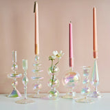 Popxstar Glass Candle Holder Home Decor Nordic Rainbow Vase Flower Table Living Room Decoration Candlestick Holder for Wedding