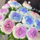 Popxstar 1PC Hand Knit Single Rose Bouquet Crochet Woven Fake Flower Daisy Tulip for Valentine's Mother's Teacher's Day Home Decoration