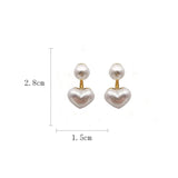 Popxstar Imitation Pearl Earrings For Women Heart Round Stud Earrings Elegant Love Ear Stud Party Wedding Jewelry Valantine Day Gifts