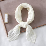 Popxstar Solid Crinkle Hair Scarf Women Silk Feeling Neck Tie Shawl Wraps Female Headbands Foulard Wrsit Echarpe Bandana Accessores