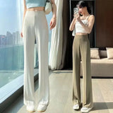 Popxstar Long Clothing High Waist Flare Trousers for Woman Black Zipper Women's Pants G Elastic Casual Autumn Original Cotton Outfits 90s