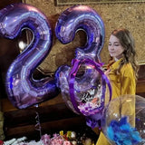 Popxstar Boy Girl Birthday Balloons 32inch Purple Number baloon 1 2 3rd Birthday Party Decoration Kids anniversaire 9/1/3 years old