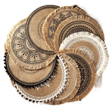 Popxstar 4pcs Bohemian Diameter38cm/15inch Round Insulated Anti-scald Placemat Cup Coaster Mats Non-Slip Kitchen Accessories with Tassels