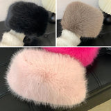 Popxstar Russian Faux Fur Fisherman Cap Y2k Luxury Plush Dome Hat Winter Fluffy Thicken Warm Beanies Outdoor Cycling Skiing Panama Hats