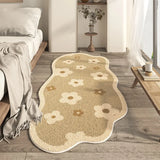 Popxstar Cream Style Irregular Carpet Minimalist Bedroom Rug Shaggy Lounge Non-Slip Coffee Table Pad Easy Care Decorative Floor Mats