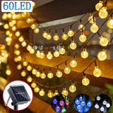 Popxstar Solar Crystal Globe LED String Lights 60 LED 8 Lighting Modes IP65 Fairy Light Christmas Garland For Garden Party Decor 1pc/2pcs