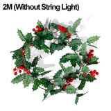 Popxstar shop party pieces Artificial Poinsettia Garland Christmas Ornaments Flower String Light Holly Berry Green Leaf Vine for Xmas Tree Table Decoration