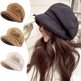 Popxstar Beret Hat for Women Winter Octagonal Hats for Women Retro Solid Color Velvet Newsboy Cap Female Keep Warm Gorro New Bucket Hat