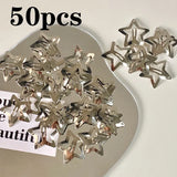 Popxstar 2/50Pcs Y2K Silver Star Hair Clips for Girls Filigree Star Metal Snap Clip Hairpins Barrettes Hair Jewelry Nickle Free Bobby Pin