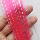 Popxstar Clip in Colored Hair Extensions Mixed Silver Tinsels Synthetic Rainbow Hairpieces Holiday Party Highlights for Women Girls