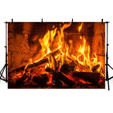 Popxstar Fireplace Fire Flame Background Winter Brick Wall firewood  Christmas  Backdrop Decoration Customize Photography Studio Props