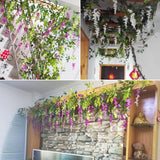 Popxstar 2Pcs Garden Silk Wisteria Vine Artificial Wisteria Flowers Hanging Garland for Outdoor Ceremony Wedding Arch Floral Decoration