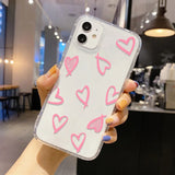 Popxstar Clear Phone Case For iPhone 16 Pro Case iPhone 15 13 11 12 14 Pro Max 12 13 Mini XR X XS 7 8 Plus SE Shockproof Love Heart Cover