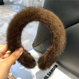 Popxstar Hot Sale Women Luxury winter 100% Real Mink Fur Headbands High Quality Real Fur Hair Band Lady Fashion Hair Hoop Furry Gift