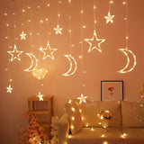 Popxstar Christmas Decoration LED Star Lamp Festoon Curtain Garland Fairy String Lights Outdoor For Holiday Party 2025 New Year Decor