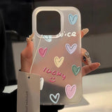 Popxstar Love Heart Phone Case For iPhone 13 Case for iPhone 11 15 16 12 14 Pro Max Mini Shockproof Translucent Clear Cover Soft Funda